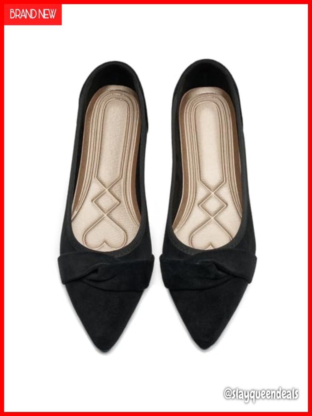 Pointed Toe Ballet Flats with Bow & Memory Foam Insole